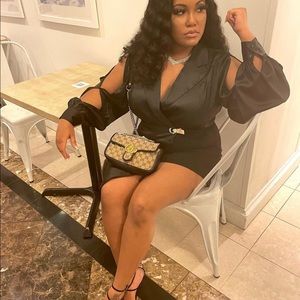 Sexy Black Blazer Romper